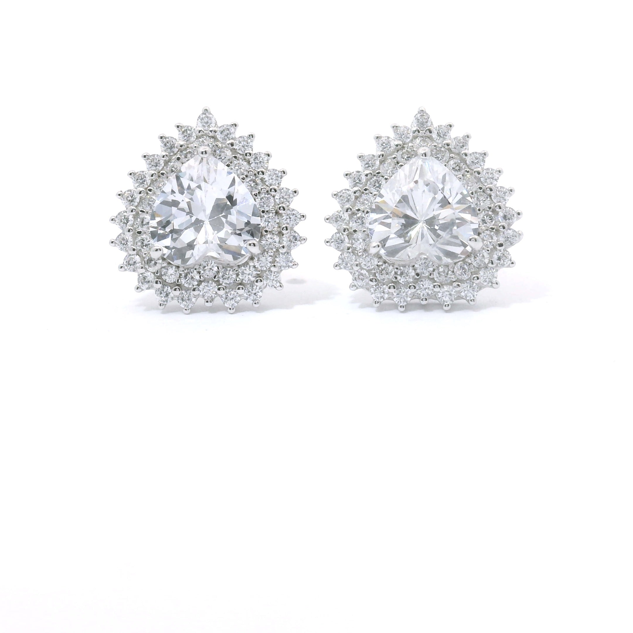 Sterling Silver with Heart Cubic Zirconia Earrings image 0